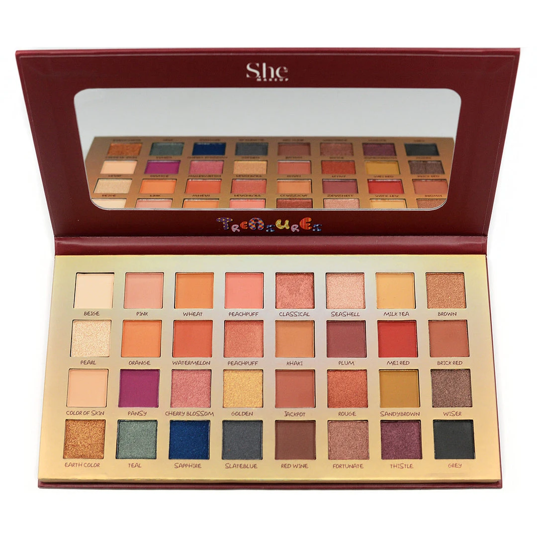 S.he Makeup 'Treasures' 32-Color Eyeshadow Palette (SP04) - Vibrant & Versatile Eye Makeup Kit 1 She Makeup S.he Makeup "Treasures" 32-Color Eyeshadow Palette (SP04)