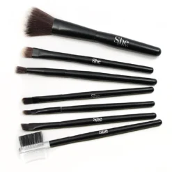 She Makeup S.he Makeup 7-Piece Travel Brush Set With Case (Black)