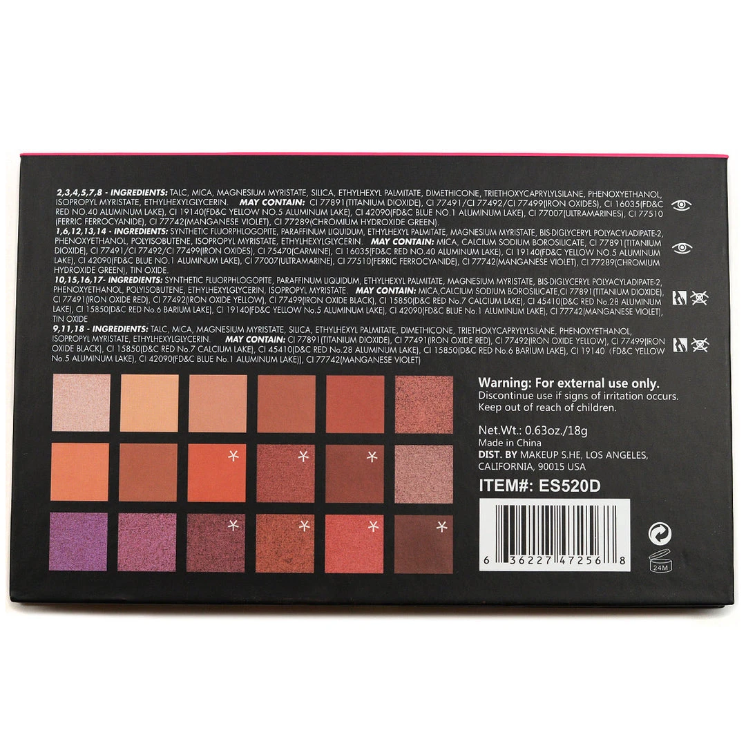 S.he Makeup Deluxe Edition 18-Color Eyeshadow Palette (ES520D) - Vibrant & Long-Lasting Eye Makeup 3 She Makeup S.he Makeup Deluxe Edition 18-Color Eyeshadow Palette (ES520D)