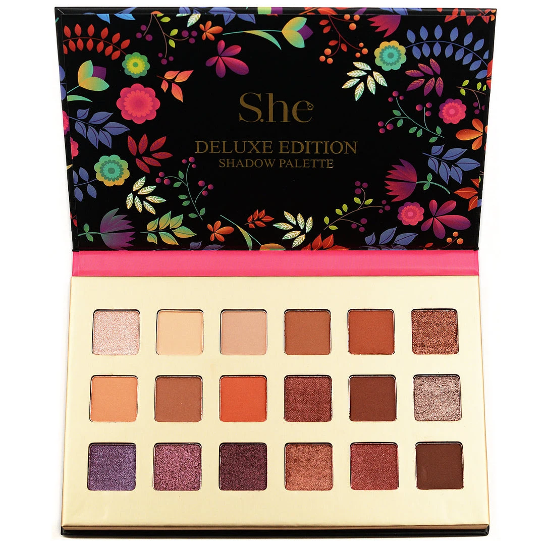 S.he Makeup Deluxe Edition 18-Color Eyeshadow Palette (ES520D) - Vibrant & Long-Lasting Eye Makeup 1 She Makeup S.he Makeup Deluxe Edition 18-Color Eyeshadow Palette (ES520D)