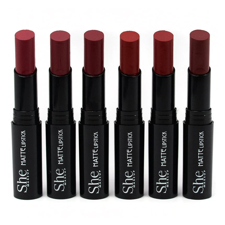 S.he Makeup Matte Lipstick - Burgundy Tones | Long-Lasting, Highly Pigmented Lip Color 1 She Makeup S.he Makeup Matte Lipstick - Burgundy Tones